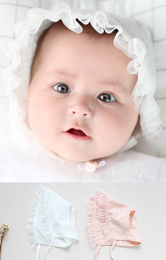 หมวกผูกคางเด็กขอบระบายผ้าโปร่งน่ารัก จาก Angel Neitiri