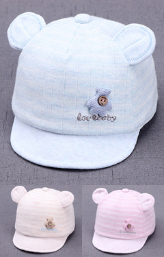 หมวกแก๊ปหมีน้อยลายตาราง love baby