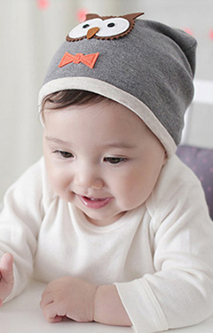 หมวกเด็กแต่งรูปนกฮูกผูกโบว์น่ารัก